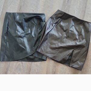 Windsor Black Faux Leather Mini Skirt Set